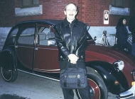 Frank Kellerman with a magnificaent Citroen Deux Chevaux. Thanks