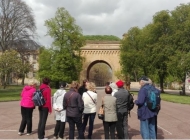 Porte Serpenoise, group during walking tour of Metz