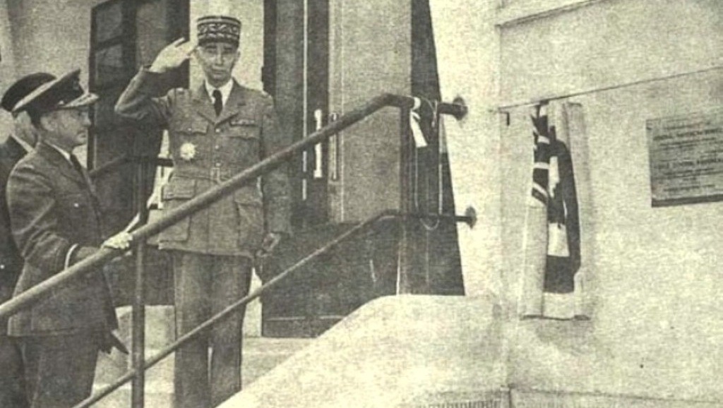 General navereau with AVM Godwin at the opening of the first school (1957)